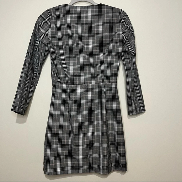 ZARA TRF Preppy Plaid Double Breasted Buttons Blazer Style Longsleeve Mini Dress - Picture 8 of 9